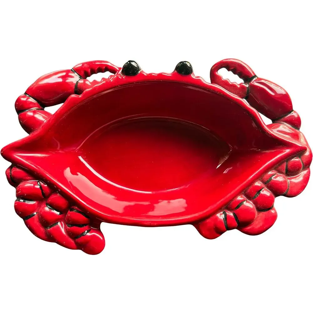 Crab Seafood Red Ceramic Serving Dish 9